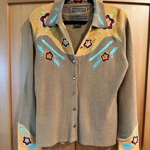 Double D Ranchwear Linen knit shirt/jacket. L